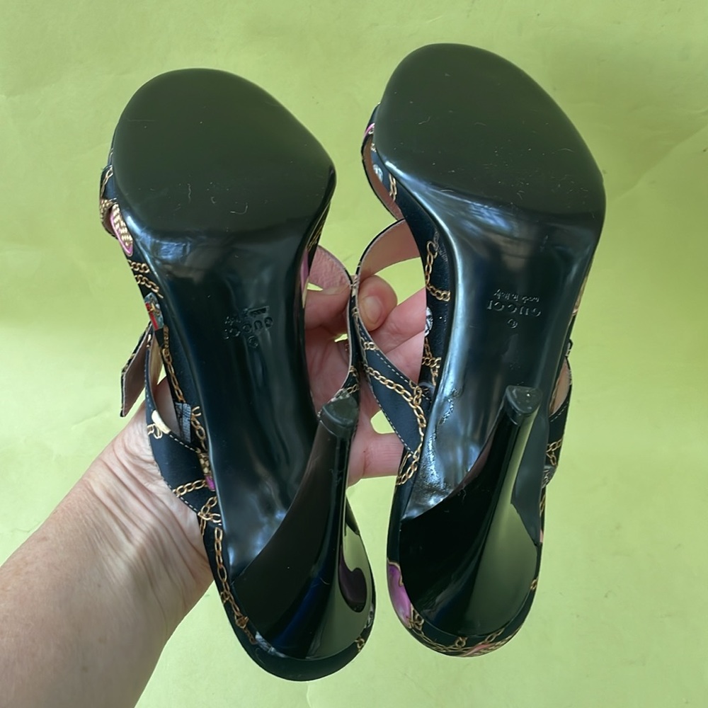 Gucci vintage multicolored satin/leather heels - Picture 14 of 16